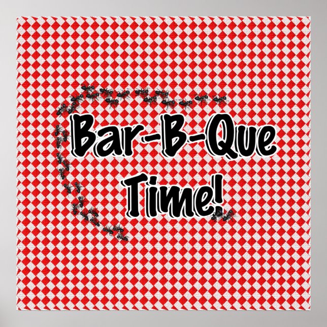 It's BBQ Time! Red Chequered Table Cloth w/Ants Poster (Front)