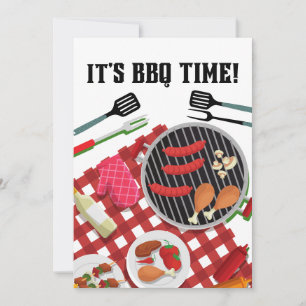 It's BBQ Time, Summer Barbecue Cookout Invitation
