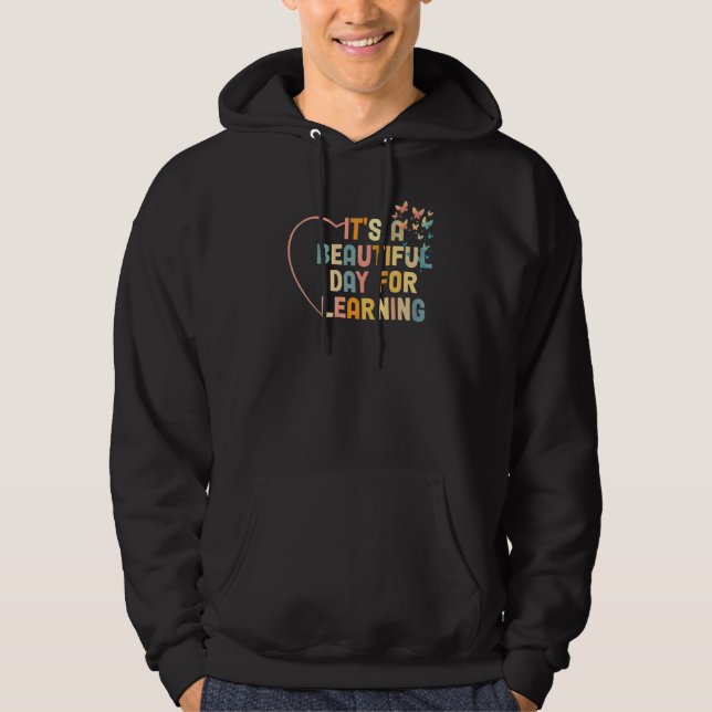 It's Beautiful Day For Learning Retro Teacher Stud Hoodie (Front)