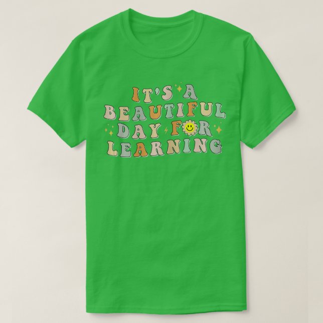 It's Beautiful Day For Learning Retro Teacher Stud T-Shirt (Design Front)