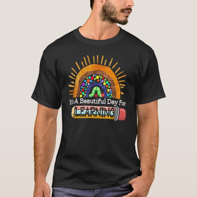 It's Beautiful Day For Learning Retro Teacher Stud T-Shirt (Front)