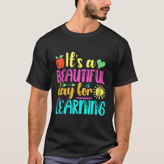 It's Beautiful Day For Learning Retro Teacher Stud T-Shirt (Front)