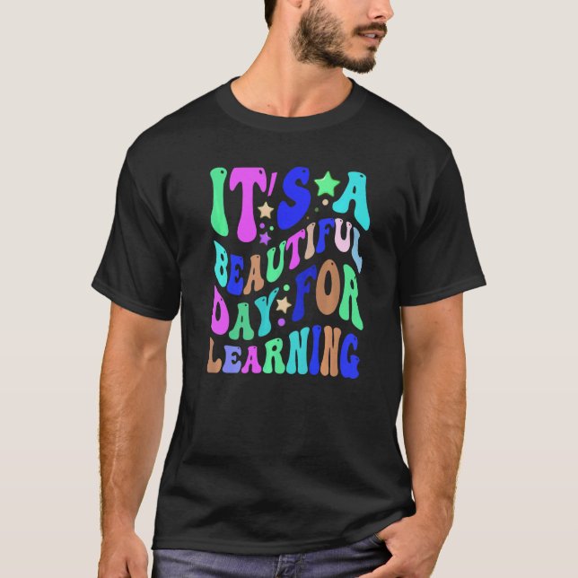 It's Beautiful Day For Learning Retro Teacher Stud T-Shirt (Front)