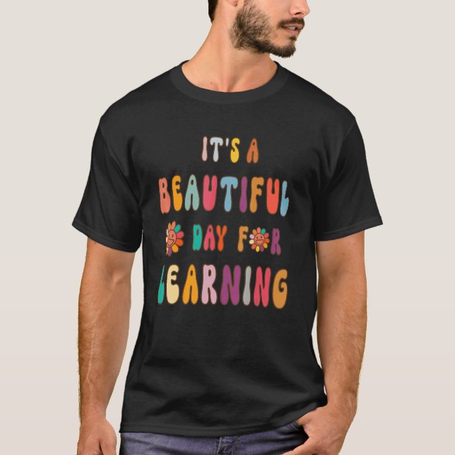 It's Beautiful Day For Learning Retro Teacher Stud T-Shirt (Front)