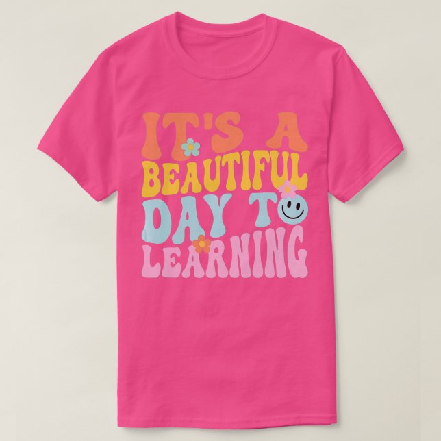 It's Beautiful Day For Learning Retro Teacher Stud T-Shirt (Design Front)