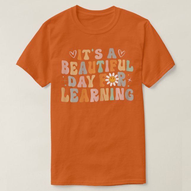 It's Beautiful Day For Learning Retro Teacher Stud T-Shirt (Design Front)