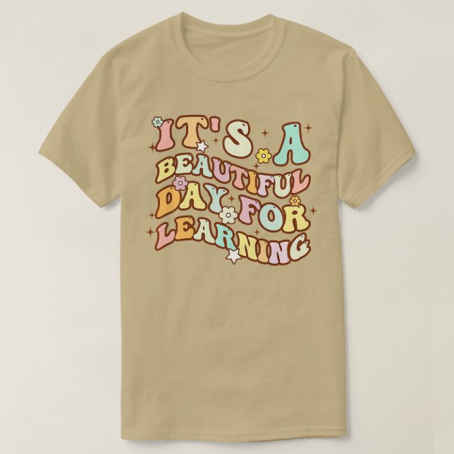 It's Beautiful Day For Learning Retro Teacher Stud T-Shirt (Design Front)