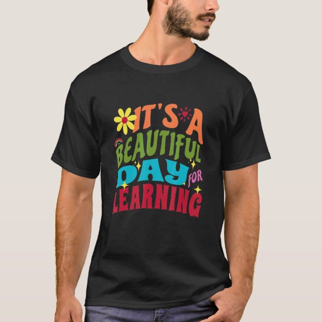 It's Beautiful Day For Learning Retro Teacher Stud T-Shirt (Front)