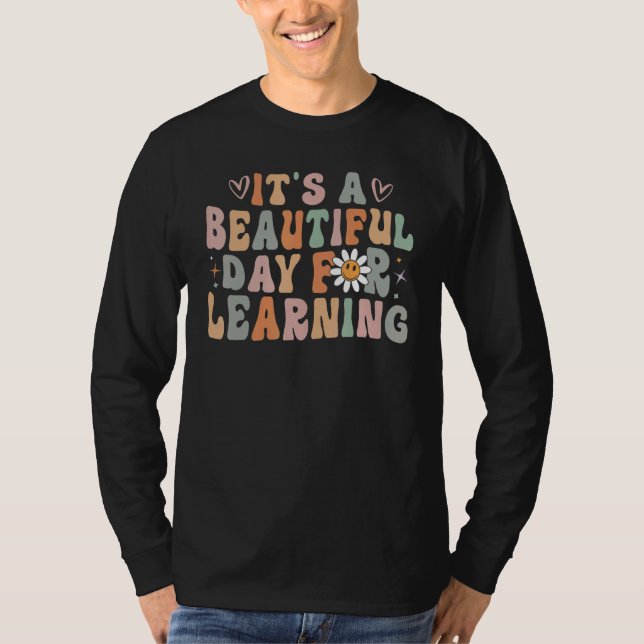 It's Beautiful Day For Learning Retro Teacher Stud T-Shirt (Front)