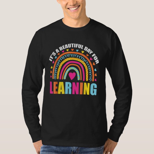 It's Beautiful Day For Learning Retro Teacher Stud T-Shirt (Front)