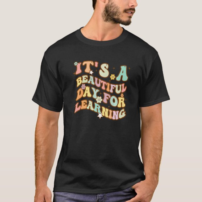 It's Beautiful Day For Learning Retro Teacher Stud T-Shirt (Front)