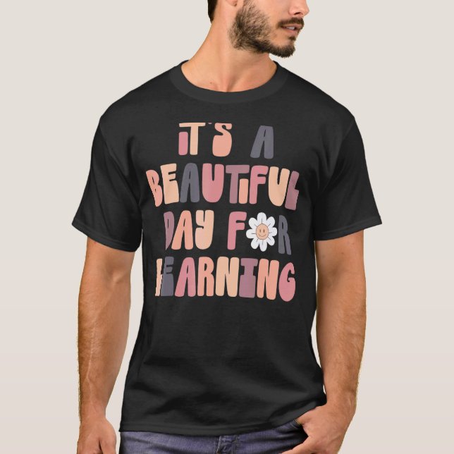 It's Beautiful Day For Learning Retro Teacher Stud T-Shirt (Front)