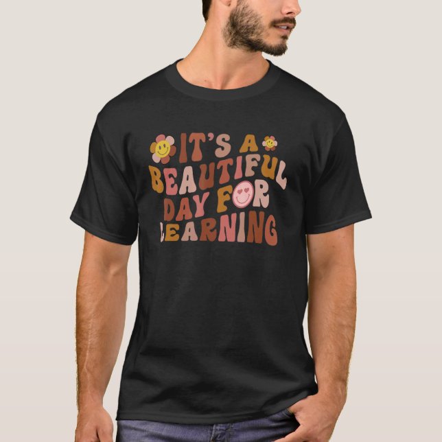 It's Beautiful Day For Learning Retro Teacher Stud T-Shirt (Front)