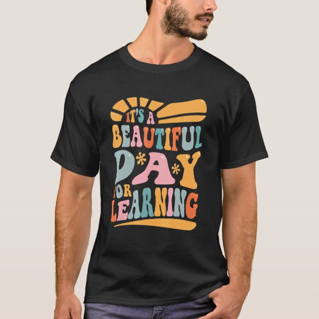 It's Beautiful Day For Learning Retro Teacher Stud T-Shirt (Front)