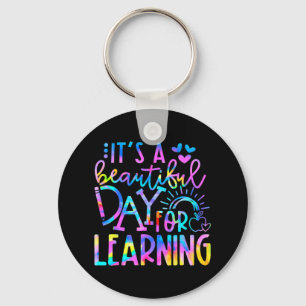 It's Beautiful Day For Learning  Tie Dye Back To S Key Ring