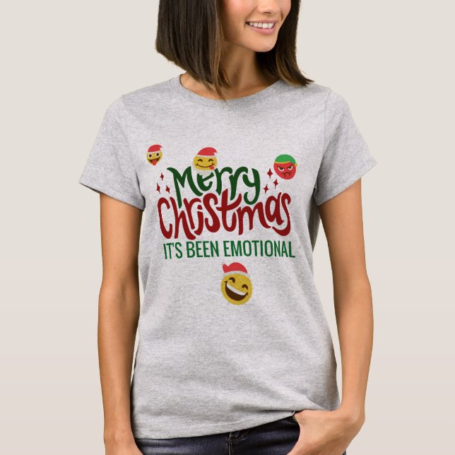 Its Been Emotional Merry Christmas Funny Emoji T-Shirt (Front)