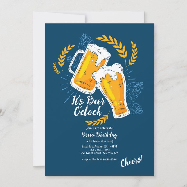 It's Beer O'Clock Invitation (Front)