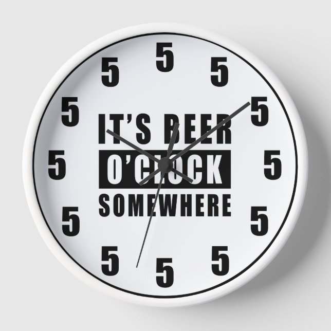 It's Beer O'clock Somewhere - Funny Clock Design (Front)