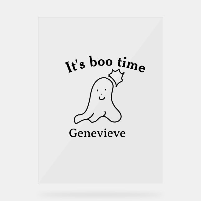It's boo time name Halloween date time ghost black Acrylic Sign (Front)