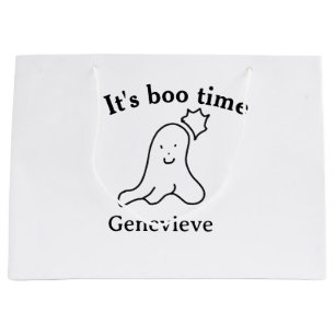 It's boo time name Halloween date time ghost black Large Gift Bag