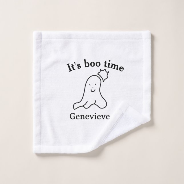 It's boo time name Halloween date time ghost black Wash Cloth (Wash Cloth)