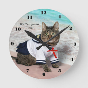 It's Cattymaran Time ! Round Clock