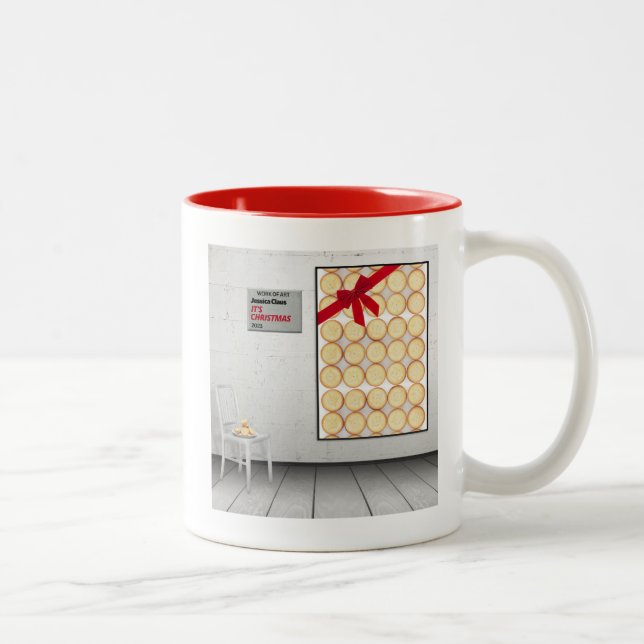 'It's Christmas' by Jessica Claus Two-Tone Coffee Mug (Right)