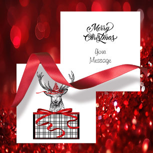 It's Christmas Deer Black White Holiday Card