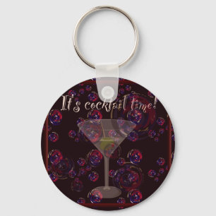 It's cocktail time, fun martini bubbles pattern key ring