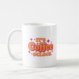 "It's Coffee O'Clock" Bright Pink & Orange Mug