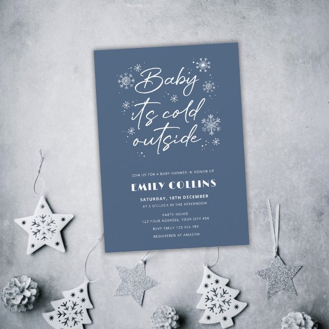 It's cold outside blue baby shower invitation (Creator Uploaded)