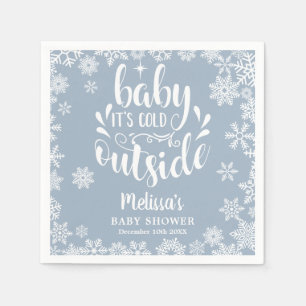 It's Cold Outside Blue Boy Winter Baby Shower Napkin
