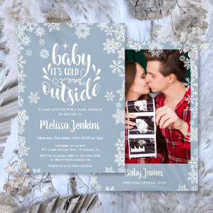 It's Cold Outside Boy Photo Winter Baby Shower Invitation
