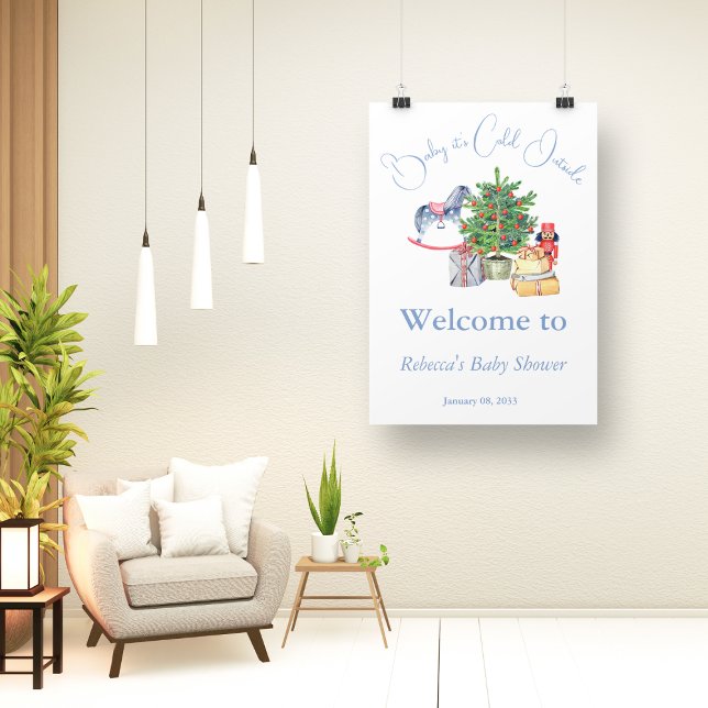 It's Cold Outside Christmas Tree Blue Baby Shower Banner (Creator Uploaded)