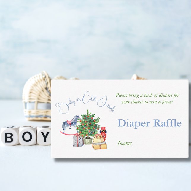 It's Cold Outside Christmas Tree Boy Baby Shower Enclosure Card (Creator Uploaded)