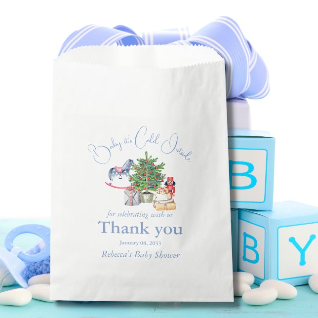 It's Cold Outside Christmas Tree Boy Baby Shower Favour Bags (Creator Uploaded)