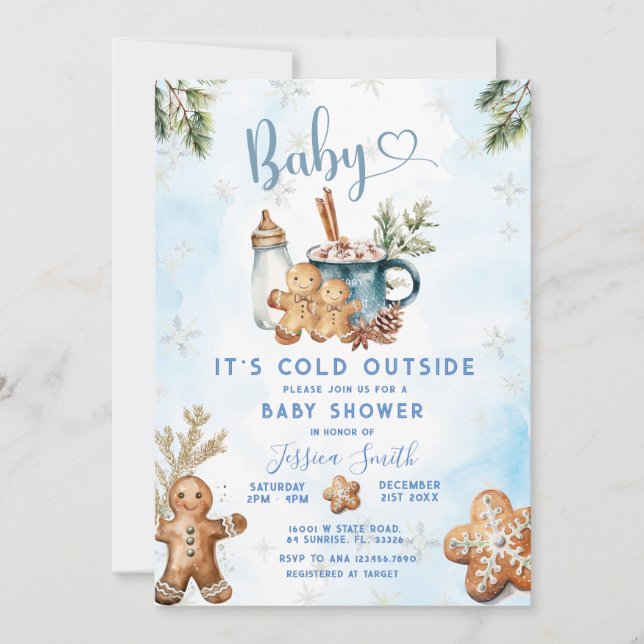 It's Cold Outside Gingerbread Cookie Baby Shower  Invitation (Front)