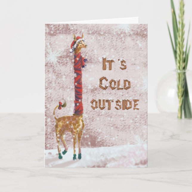 It's cold outside-Giraffe scarf Holiday Card (Front)