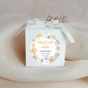 It's Cold Outside Golden Snowflakes Baby Classic Round Sticker