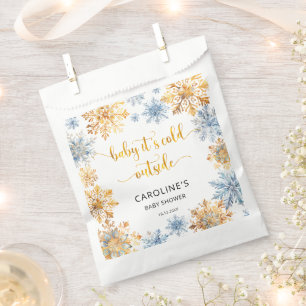 It's Cold Outside Golden Snowflakes Baby Favour Bags