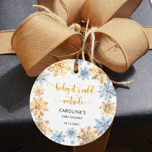 It's Cold Outside Golden Snowflakes Baby Favour Tags