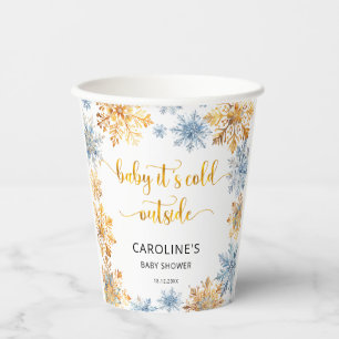 It's Cold Outside Golden Snowflakes Baby Paper Cups