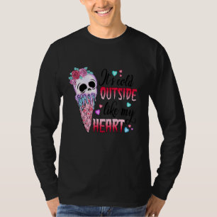 It's Cold Outside Like My Heart Skull Ice Cream Va T-Shirt