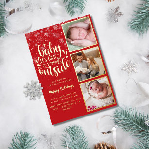 Its Cold Outside Photo Foil Birth Announcement