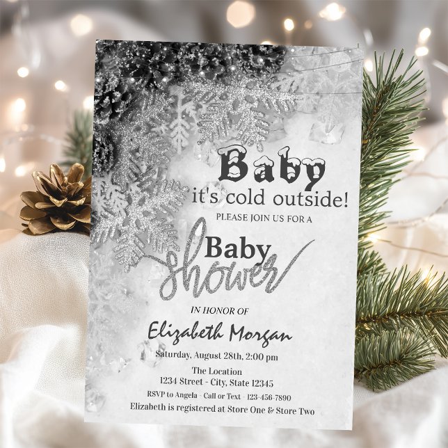 It's Cold Outside Pine Cones Baby Shower Invitation (Creator Uploaded)
