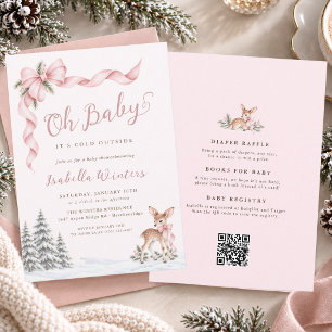 Its Cold Outside Pink Baby Girl Shower ALL IN ONE Invitation