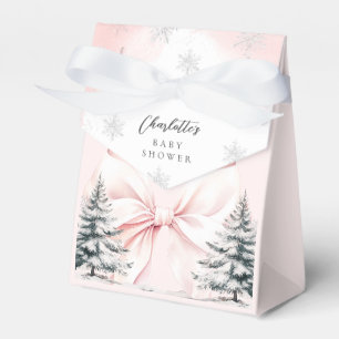It's Cold Outside Pink Bow Baby Shower Favour Box