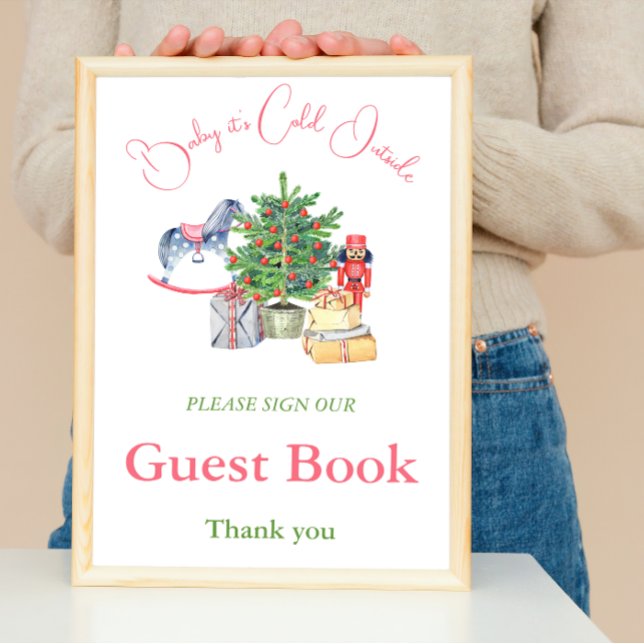 It's Cold Outside Pink Girl Baby Shower Guest Book (Creator Uploaded)
