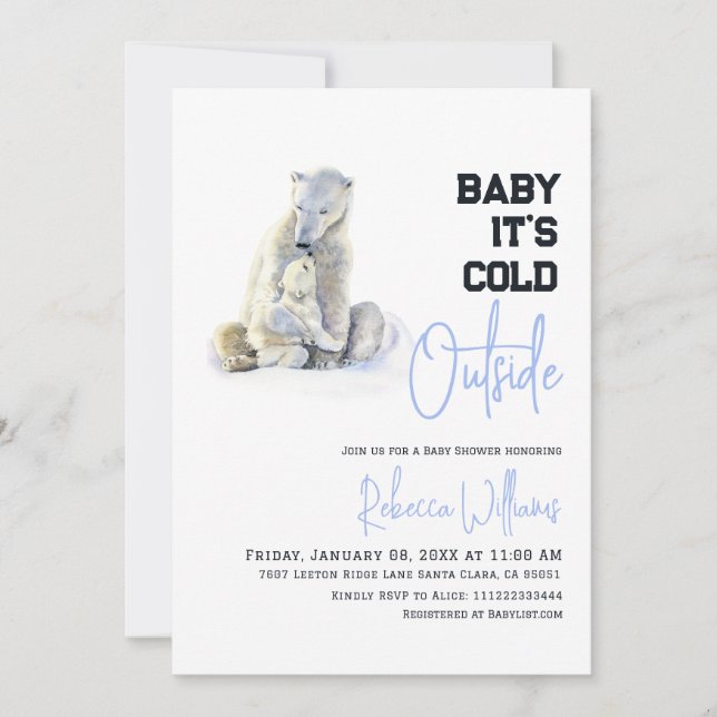 It's Cold Outside Polar Bear Winter Baby Shower Invitation (Front)