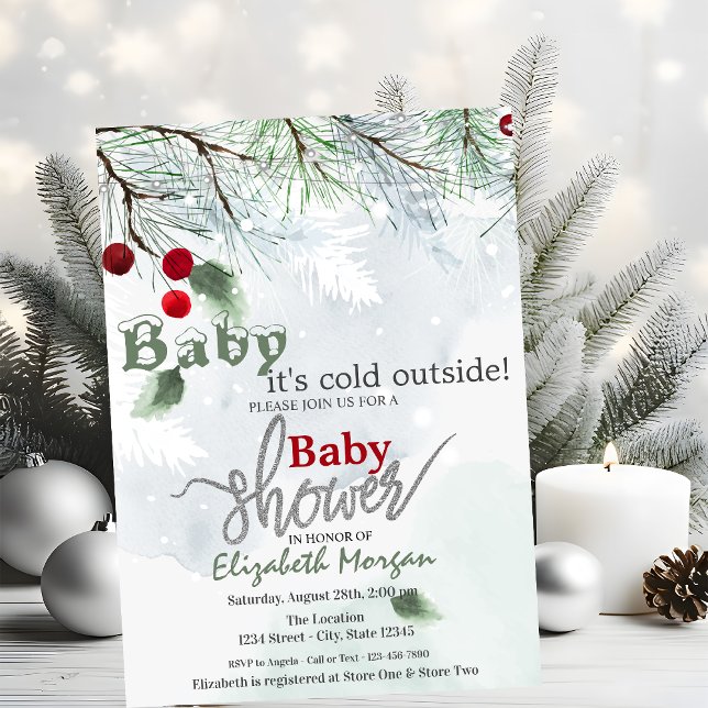 It's Cold Outside Snow Branches Baby Shower  Invitation (Creator Uploaded)